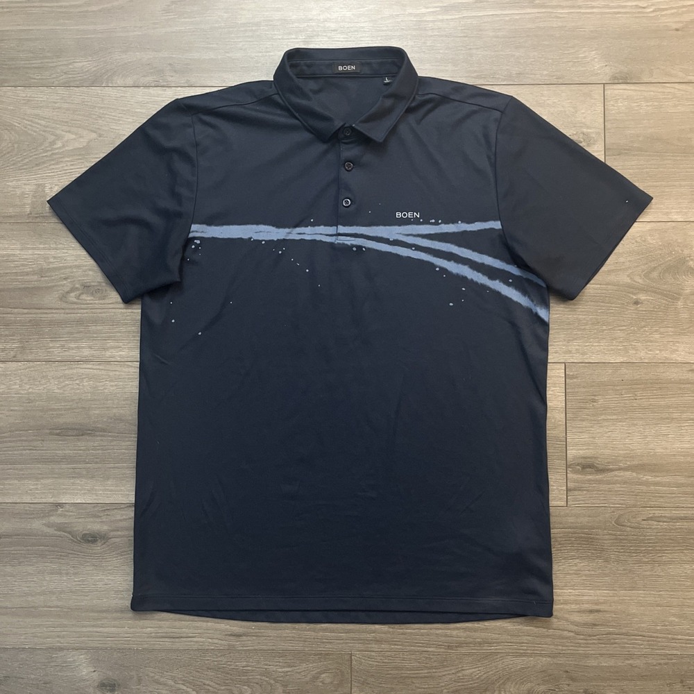 Boen Golf Polo Shirt Mens L Blue Short Sleeve